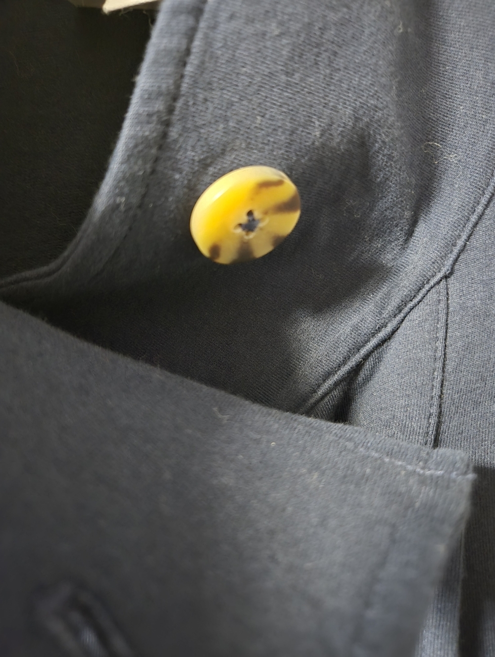 J. Jill Navy Double-Breasted Pea Coat with Tortoise Buttons - Picture 3 of 5